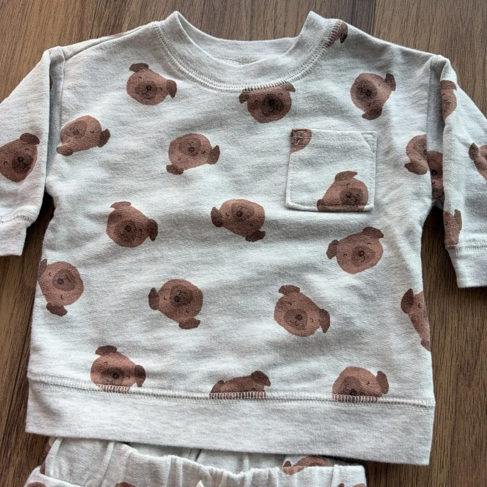 Baby Boys Girls Carters Dog‎ Print Sweat Set Size 0-3 Months